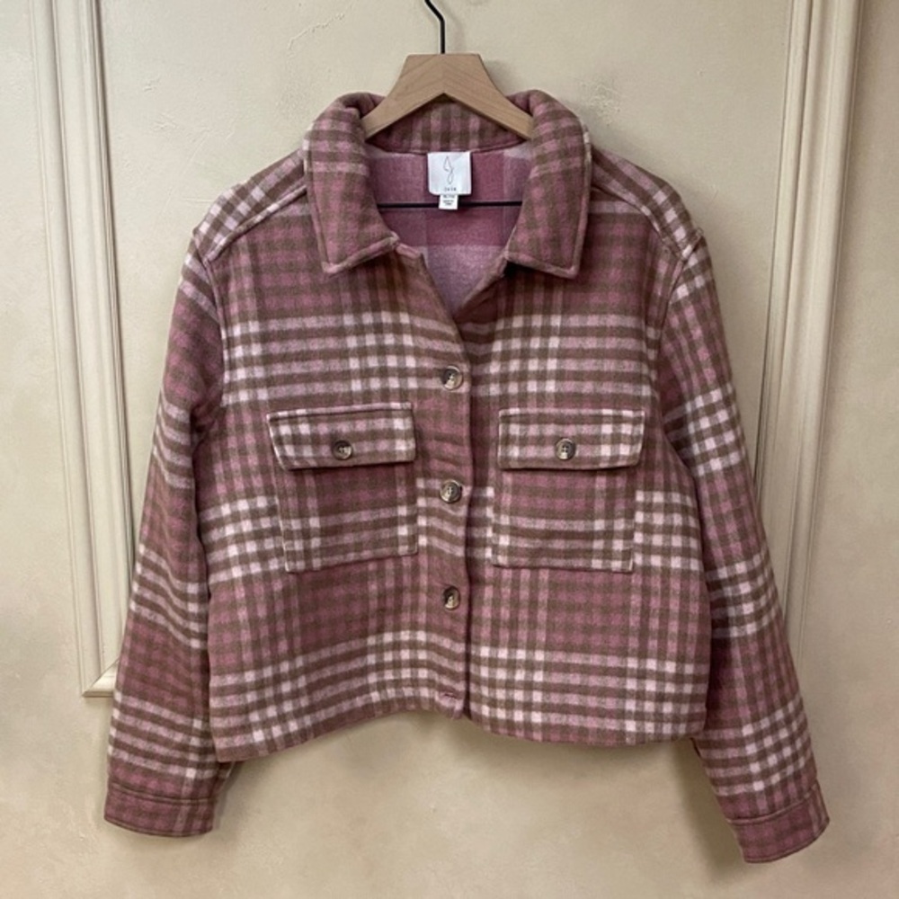 New! Joie Plaid Cropped Jacket Shacket size XL